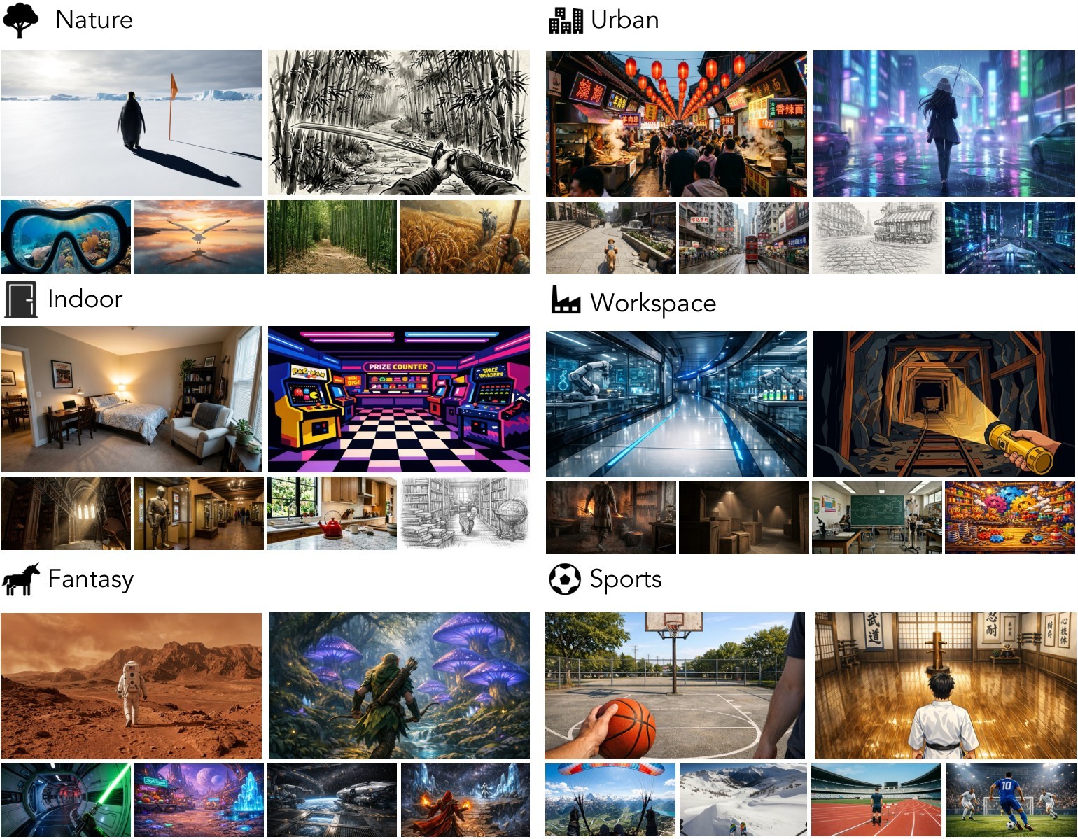 Figure 7. Scene and style gallery.