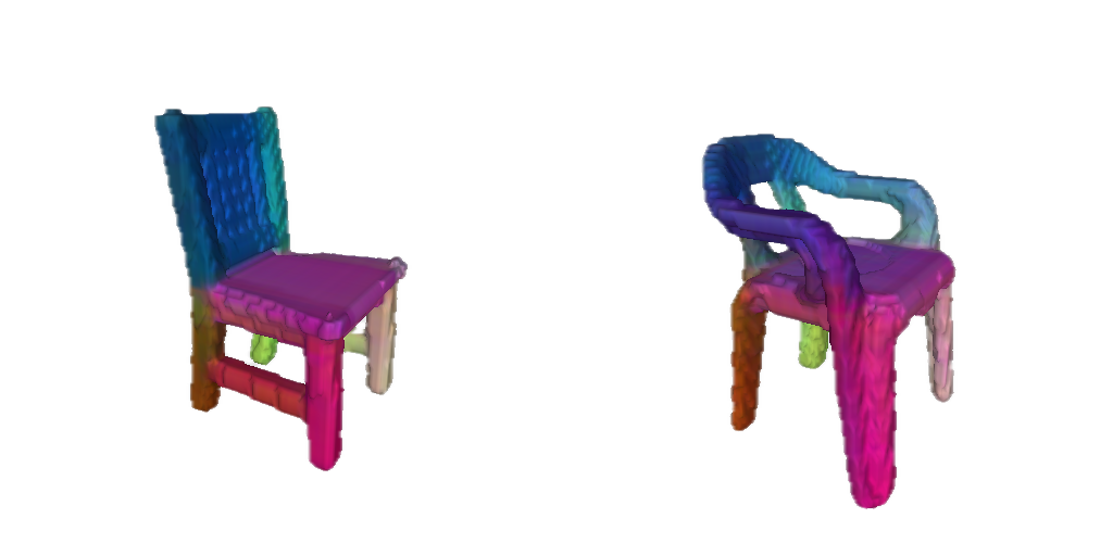 PartField PCA projection across chair instances